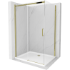 Mexen Omega sprchová kabína, posuvné dvere 100 x 80 cm, transparentnéné, zlatá + závesný bidet Flat - 825-100-080-50-00-4010