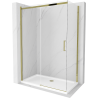 Mexen Omega sprchová kabína, posuvné dvere 140 x 70 cm, transparentnéné, zlatá + závesný bidet Flat - 825-140-070-50-00-4010