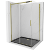 Mexen Omega sprchová kabína, posuvné dvere 100 x 80 cm, transparentnéné, zlatá + závesný bidet Flat, čierna