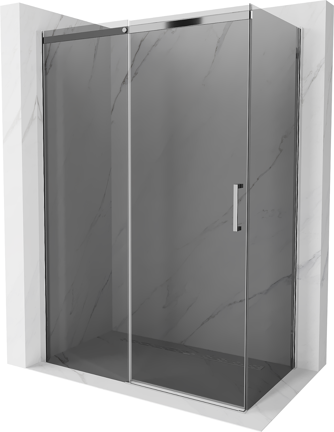 Mexen Omega sprchová kabína, posuvné dvere 160 x 80 cm, grafitová čierna, chrómová - 825-160-080-01-40