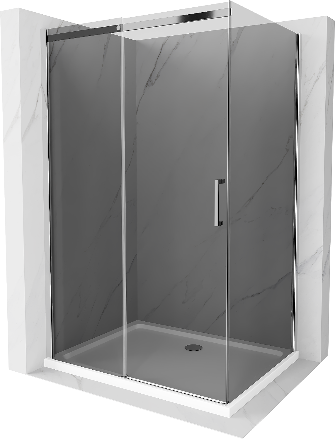 Mexen Omega sprchová kabína, posuvné dvere 100 x 90 cm, grafitová čierna, chrómová + závesný bidet Flat, bialy