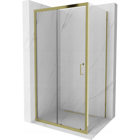 Mexen Apia sprchová kabína, posuvné dvere 90 x 80 cm, transparentnéné, zlatá - 840-090-080-50-00