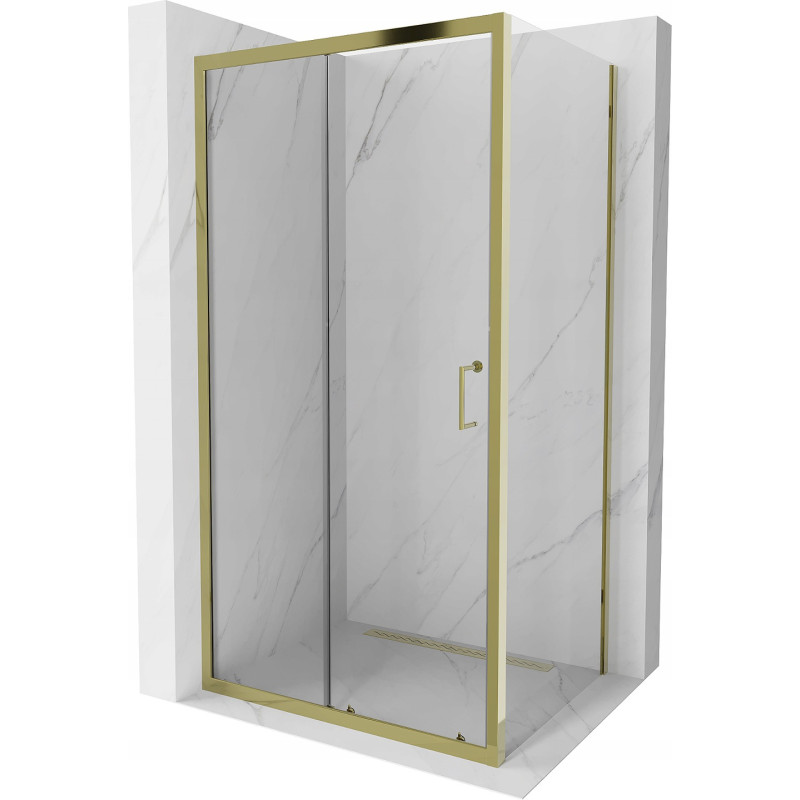 Mexen Apia sprchová kabína, posuvné dvere 95 x 90 cm, transparentnéné, zlatá - 840-095-090-50-00
