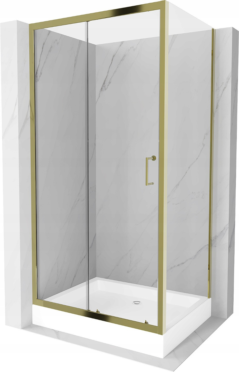 Mexen Apia sprchová kabína, posuvné dvere 100 x 80 cm, transparentnéné, zlatá + závesný bidet Rio - 840-100-080-50-00-4510