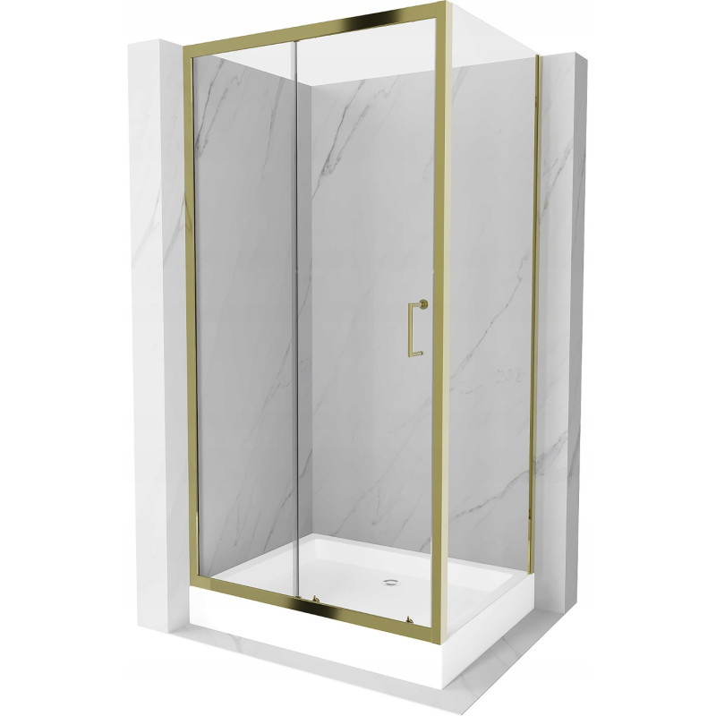 Mexen Apia sprchová kabína, posuvné dvere 120 x 80 cm, transparentnéné, zlatá + závesný bidet Rio - 840-120-080-50-00-4510