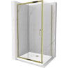 Mexen Apia sprchová kabína, posuvné dvere 110 x 80 cm, transparentnéné, zlatá + závesný bidet Flat, biela