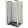 Mexen Apia sprchová kabína, posuvné dvere 110 x 70 cm, transparentnéné, zlatá + závesný bidet Flat, čierna