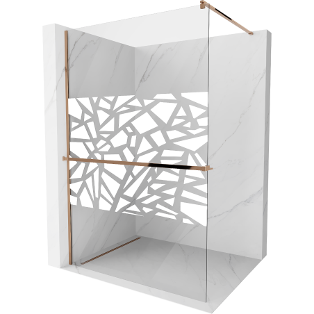 Mexen Kioto+ sprchová stena s poličkou a lištou 70 x 200 cm, transparentnéné/biely vzor 8 mm, zlatoružová - 800-070-121-60-85