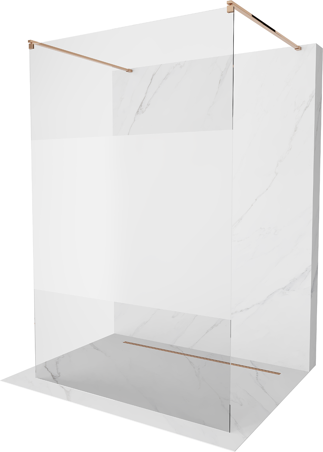 Mexen Kioto voľne stojaca sprchová stena 110 x 200 cm, transparentnéné/inovať 8 mm, zlatoružová - 800-110-002-60-35