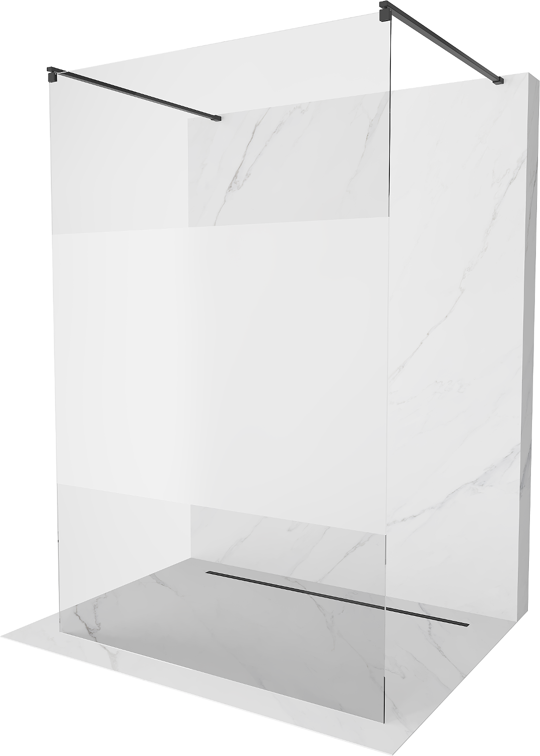 Mexen Kioto voľne stojaca sprchová stena 100 x 200 cm, transparentnéné/inovať 8 mm, čierna - 800-100-002-70-35