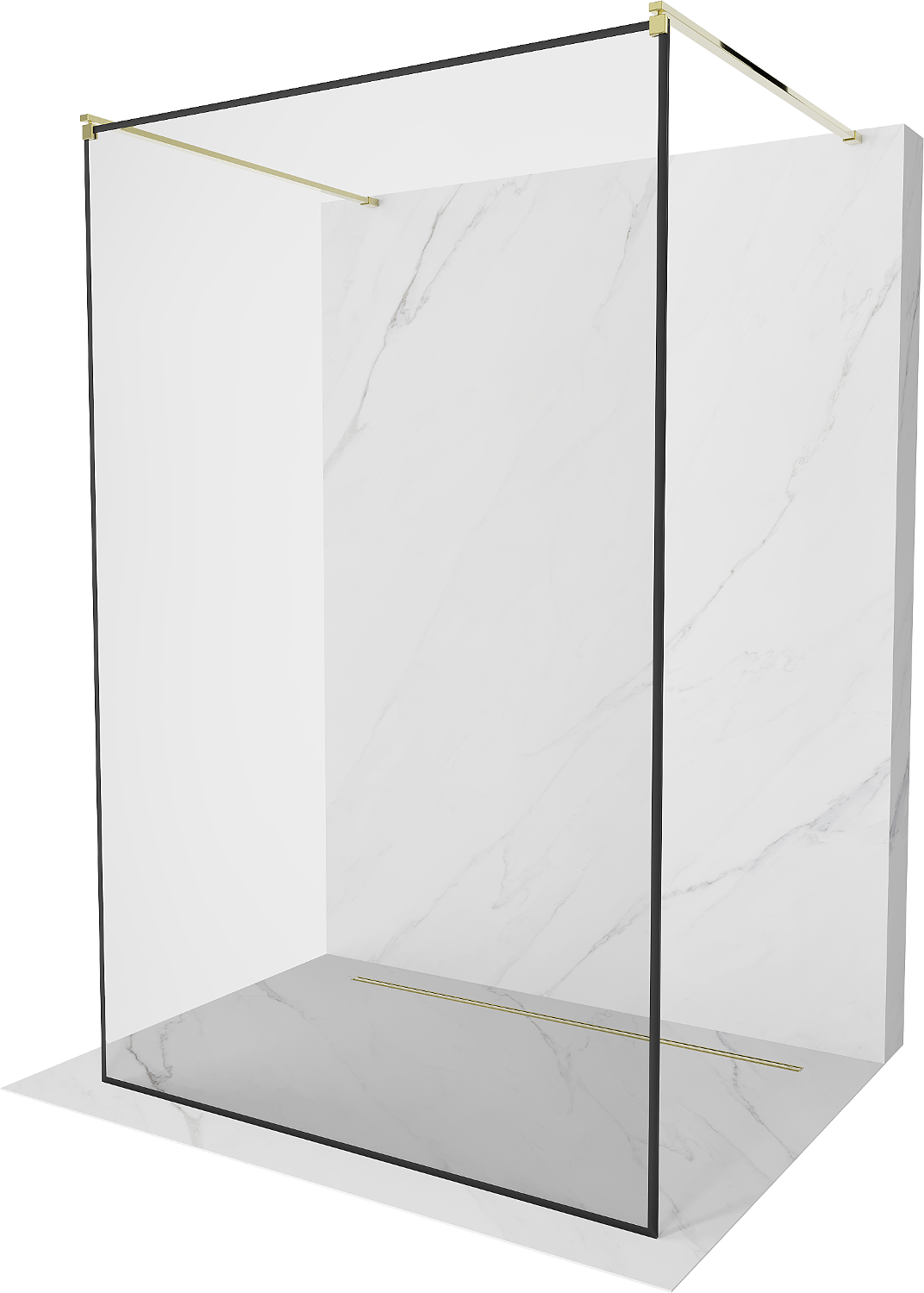 Mexen Kioto voľne stojaca sprchová stena 100 x 200 cm, transparentnéné/čierny vzor 8 mm, zlatá- 800-100-002-50-70
