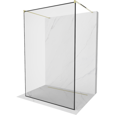 Mexen Kioto voľne stojaca sprchová stena 110 x 200 cm, transparentnéné/čierny vzor 8 mm, zlatá- 800-110-002-50-70