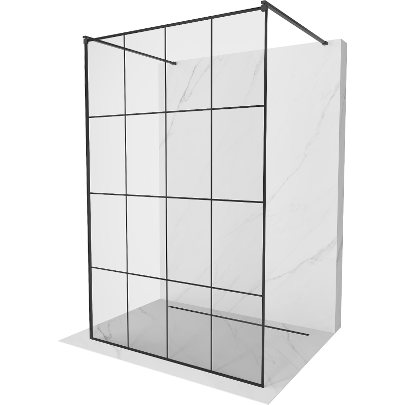 Mexen Kioto voľne stojaca sprchová stena 130 x 200 cm, transparentnéné/čierny vzor 8 mm, čierna - 800-130-002-70-77