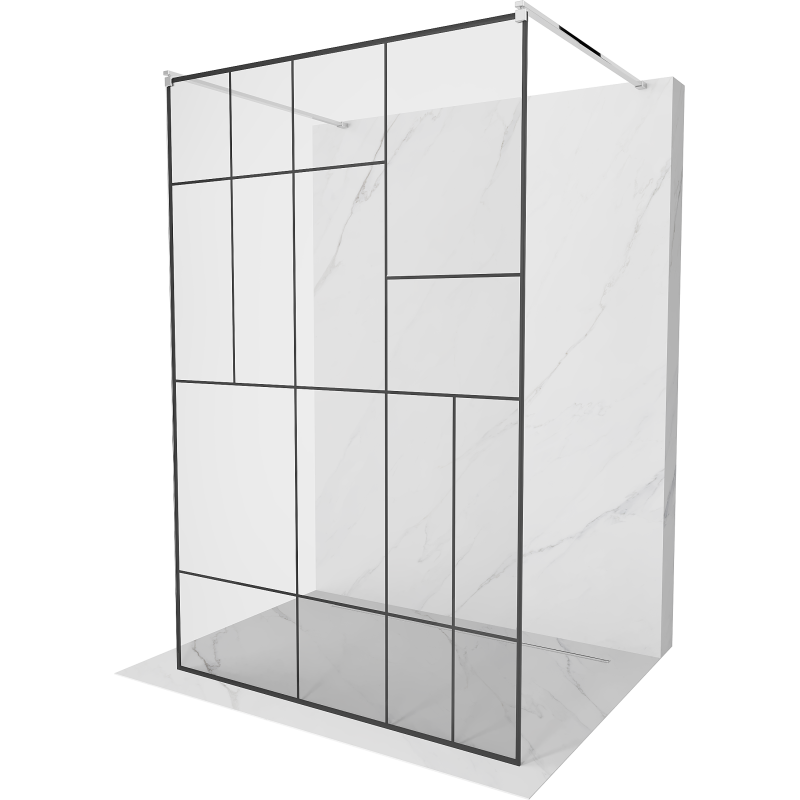 Mexen Kioto voľne stojaca sprchová stena 140 x 200 cm, transparentnéné/čierny vzor 8 mm, chrómová - 800-140-002-01-78