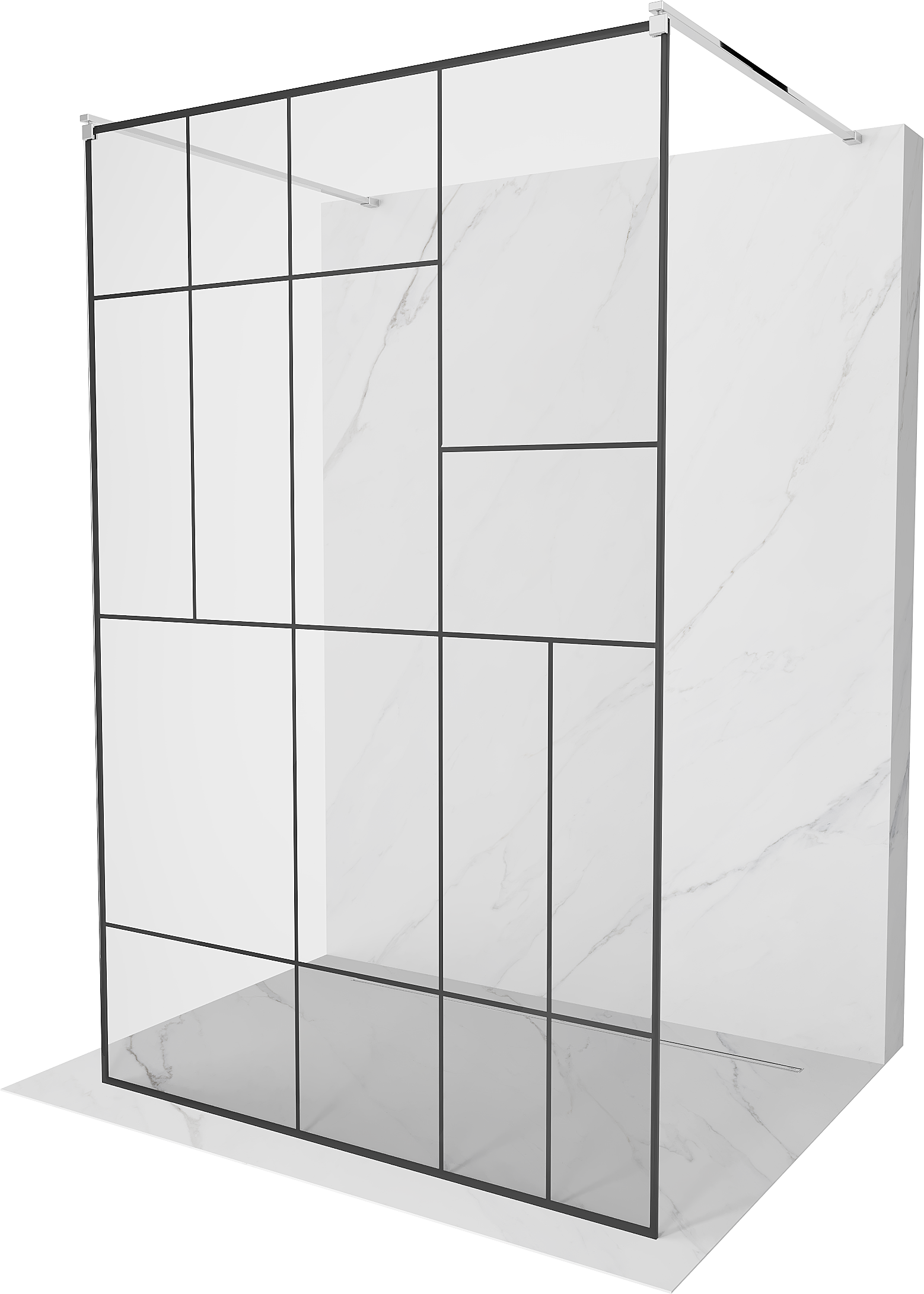 Mexen Kioto voľne stojaca sprchová stena 140 x 200 cm, transparentnéné/čierny vzor 8 mm, chrómová - 800-140-002-01-78