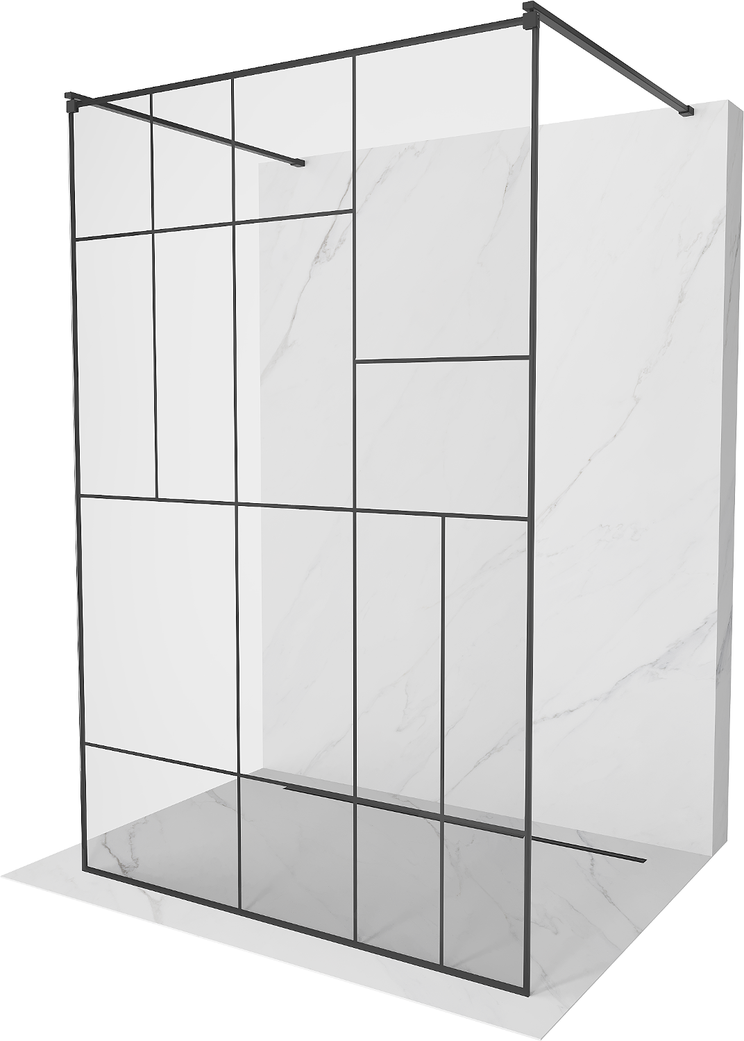Mexen Kioto voľne stojaca sprchová stena 110 x 200 cm, transparentnéné/čierny vzor 8 mm, čierna - 800-110-002-70-78