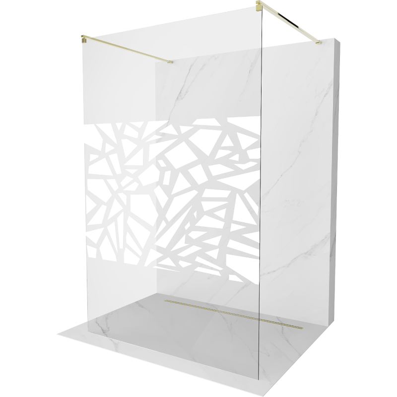 Mexen Kioto voľne stojaca sprchová stena 130 x 200 cm, transparentnéné/biely vzor 8 mm, zlatá - 800-130-002-50-85