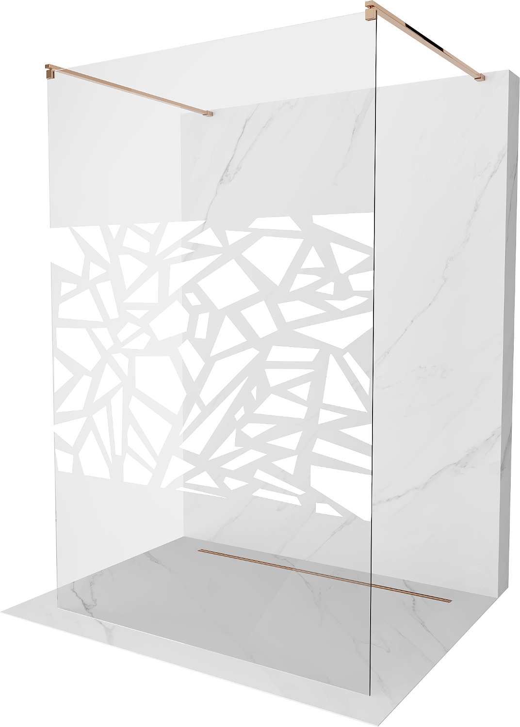 Mexen Kioto voľne stojaca sprchová stena 100 x 200 cm, transparentnéné/biely vzor 8 mm, zlatoružová - 800-100-002-60-85