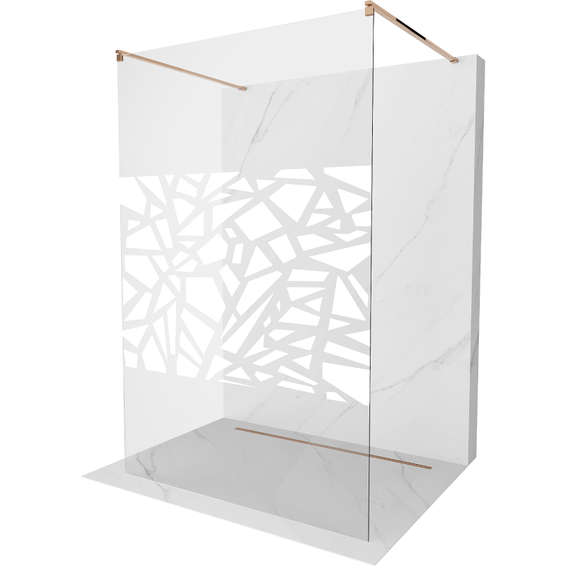 Mexen Kioto voľne stojaca sprchová stena 110 x 200 cm, transparentnéné/biely vzor 8 mm, zlatoružová - 800-110-002-60-85