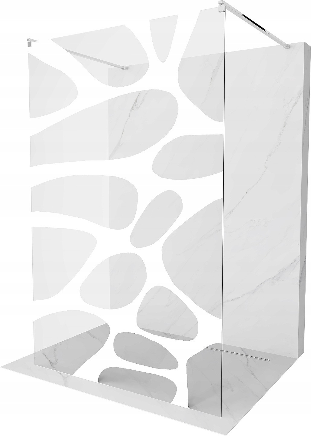 Mexen Kioto voľne stojaca sprchová stena 110 x 200 cm, transparentnéné/biely vzor 8 mm, chrómová - 800-110-002-01-97