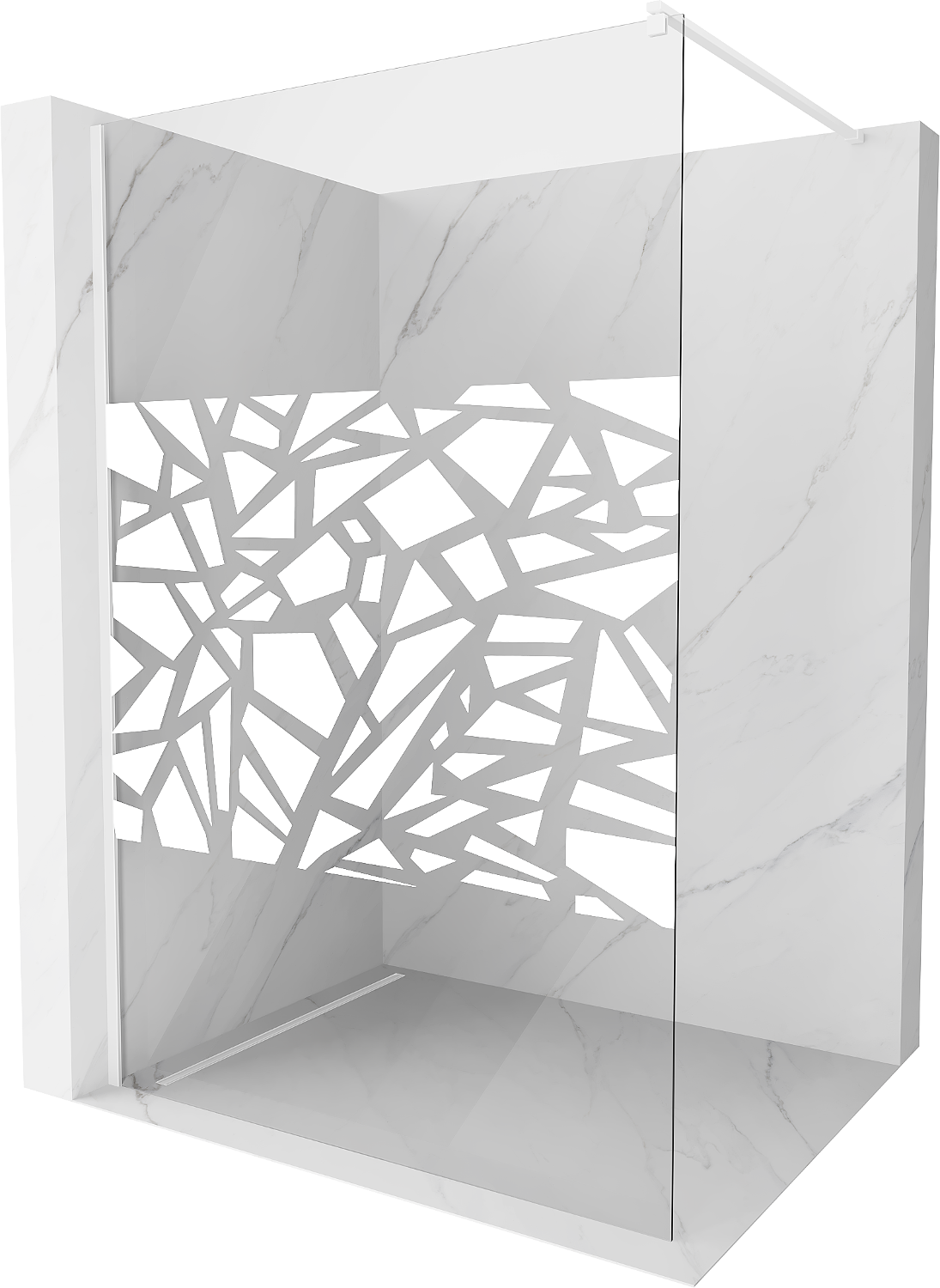 Mexen Kioto sprchová stena 70 x 200 cm, transparentnéné/biely vzor 8 mm, biela - 800-070-101-20-85