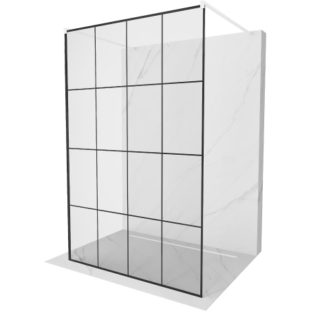 Mexen Kioto voľne stojaca sprchová stena 140 x 200 cm, transparentnéné/čierny vzor 8 mm, biela - 800-140-002-20-77