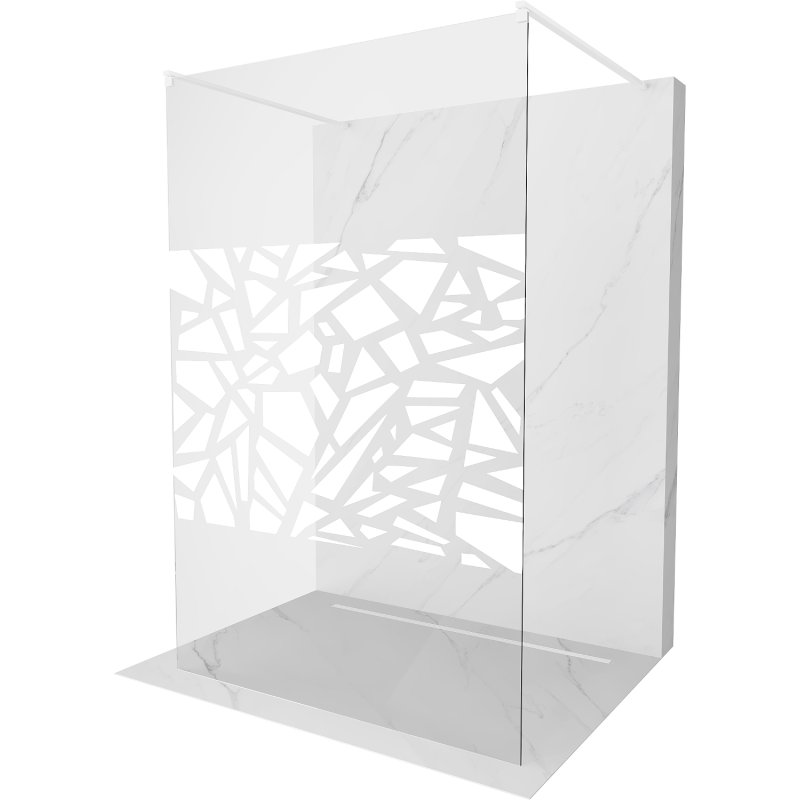 Mexen Kioto voľne stojaca sprchová stena 110 x 200 cm, transparentnéné/biely vzor 8 mm, biela - 800-110-002-20-85
