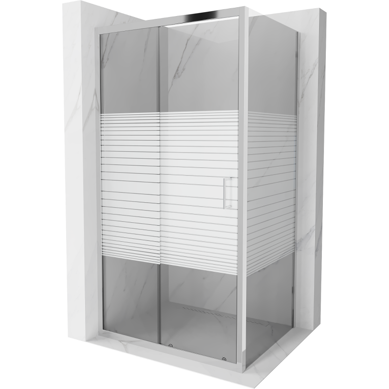 Mexen Apia sprchová kabína, posuvné dvere 90 x 70 cm, pruhy, chrómová - 840-090-070-01-20