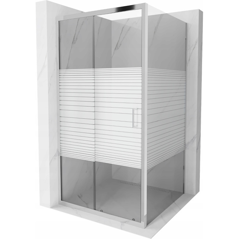 Mexen Apia sprchová kabína, posuvné dvere 100 x 100 cm, pruhy, chrómová - 840-100-100-01-20