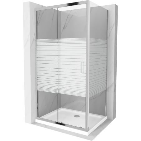 Mexen Apia sprchová kabína, posuvné dvere 90 x 100 cm, pruhy, chrómová + závesný bidet Flat - 840-090-100-01-20-4010