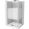 Mexen Apia sprchová kabína, posuvné dvere 90 x 100 cm, pruhy, chrómová + závesný bidet Flat - 840-090-100-01-20-4010