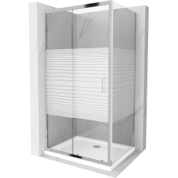 Mexen Apia sprchová kabína, posuvné dvere 120 x 80 cm, pruhy, chrómová + závesný bidet Flat - 840-120-080-01-20-4010