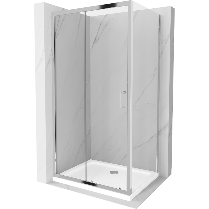 Mexen Apia sprchová kabína, posuvné dvere 90 x 80 cm, transparentnéné, chrómová + závesný bidet Flat - 840-090-080-01-00-4010