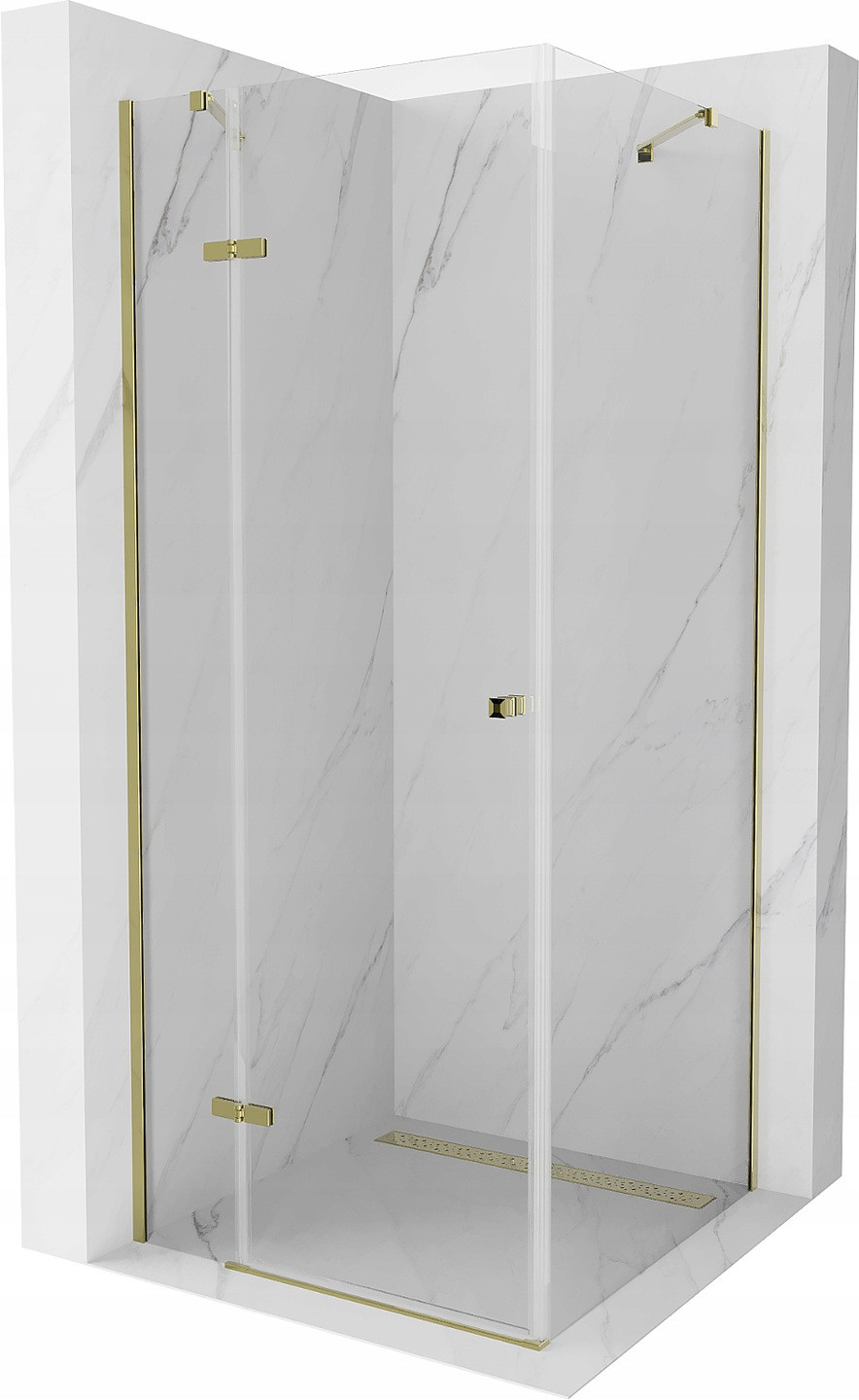 Mexen Roma sprchová kabína, kyvné dvere 100 x 100 cm, transparentnéné, zlatá - 854-100-100-50-00