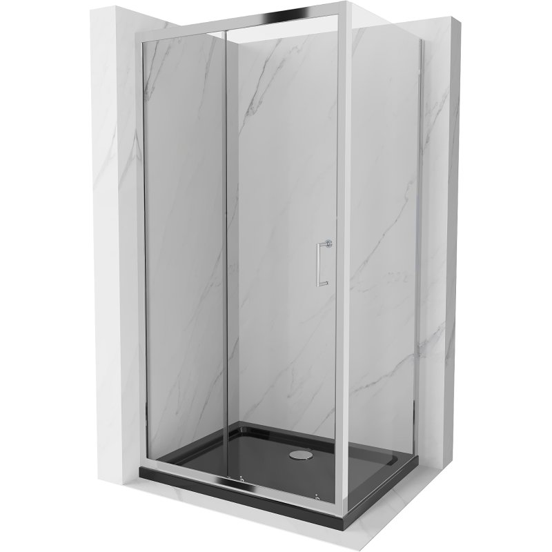 Mexen Apia sprchová kabína, posuvné dvere 90 x 70 cm, transparentnéné, chrómová + závesný bidet Flat, čierna