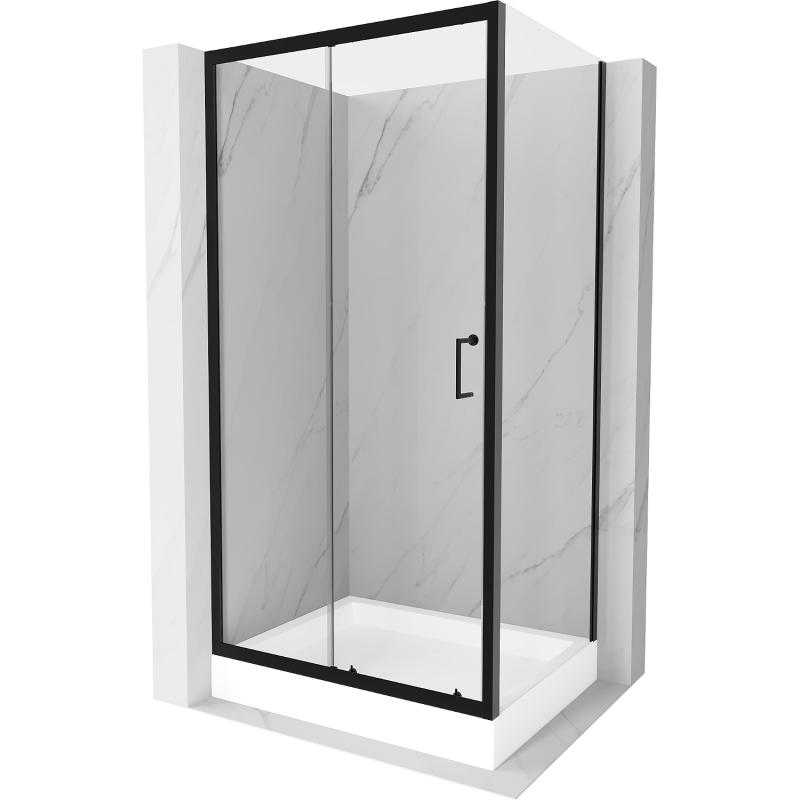 Mexen Apia sprchová kabína, posuvné dvere 100 x 80 cm, transparentnéné, čierna + závesný bidet Rio - 840-100-080-70-00-4510