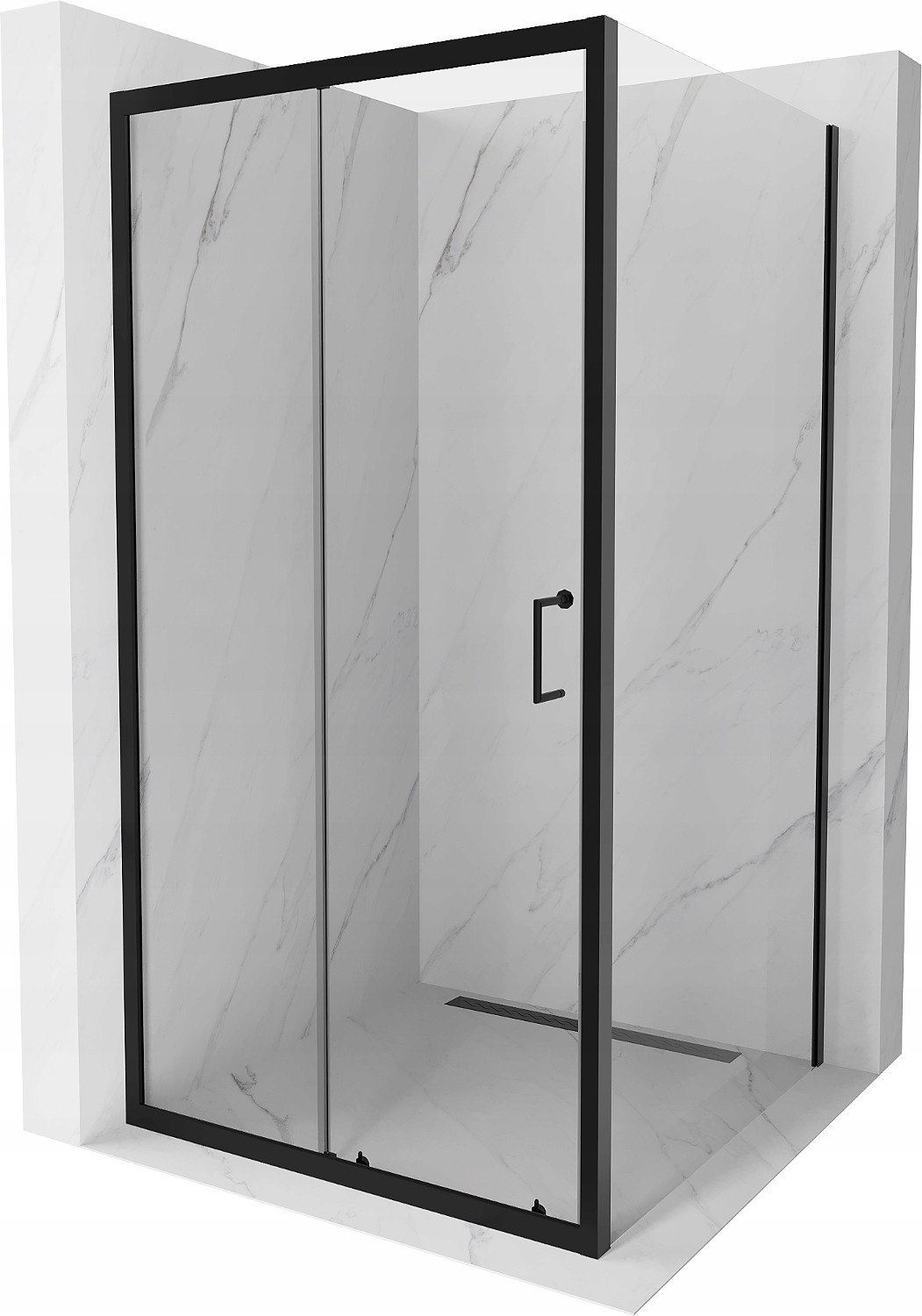 Mexen Apia sprchová kabína, posuvné dvere 100 x 100 cm, transparentnéné, čierna - 840-100-100-70-00