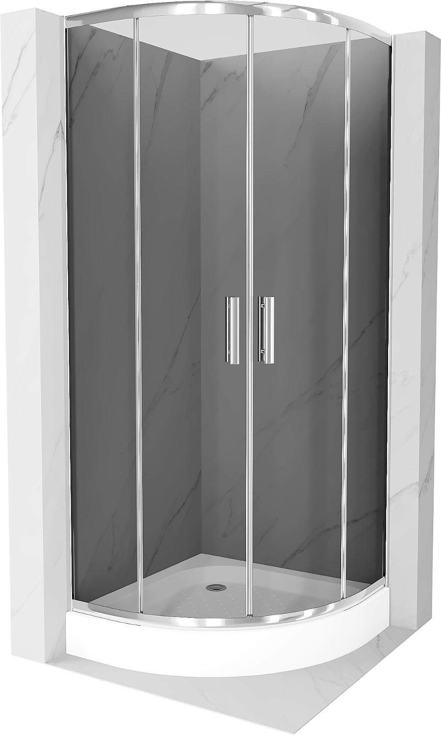 Mexen Rio polkruhová sprchová kabína 70 x 70 cm, grafitová čierna, chrómová + závesný bidet Rio, biela- 863-070-070-01-40-4710