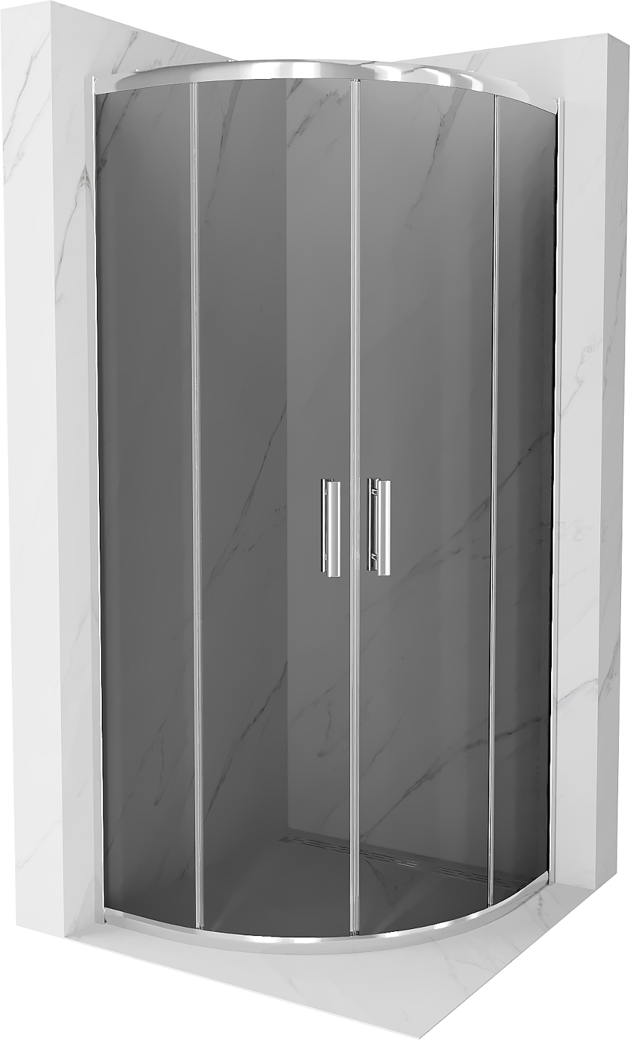 Mexen Rio polkruhová sprchová kabína 80 x 80 cm, grafitová čierna, chrómová - 863-080-080-01-40