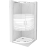 Mexen Rio polkruhová sprchová kabína 90 x 90 cm, pruhy, chrómová + závesný bidet Flat, biela- 863-090-090-01-20-4110