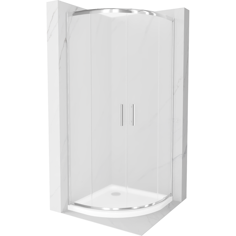 Mexen Rio polkruhová sprchová kabína 90 x 90 cm, inovať, chrómová + závesný bidet Flat, biela- 863-090-090-01-30-4110