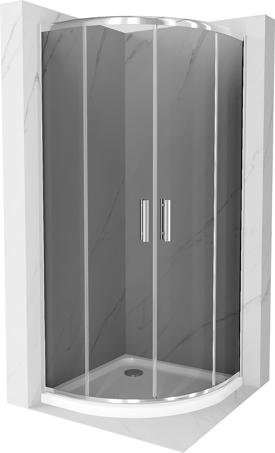 Mexen Rio polkruhová sprchová kabína 90 x 90 cm, grafitová čierna, chrómová + závesný bidet Flat, biela- 863-090-090-01-40-4110