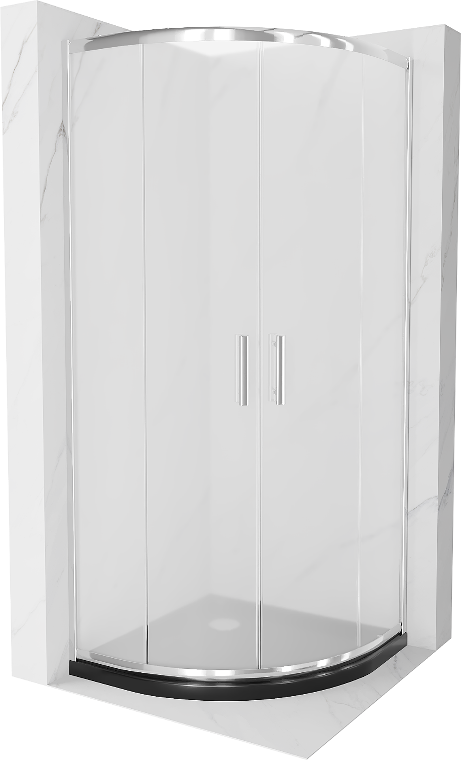 Mexen Rio polkruhová sprchová kabína 90 x 90 cm, inovať, chrómová + závesný bidet Flat, čierna - 863-090-090-01-30-4170