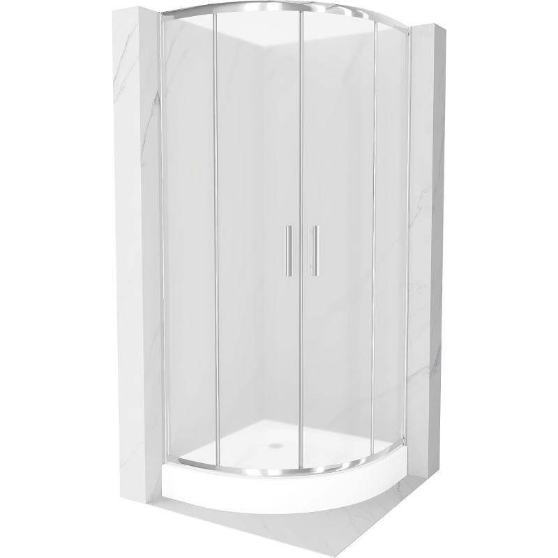 Mexen Rio polkruhová sprchová kabína 80 x 80 cm, inovať, chrómová + závesný bidet Rio, biela- 863-080-080-01-30-4710