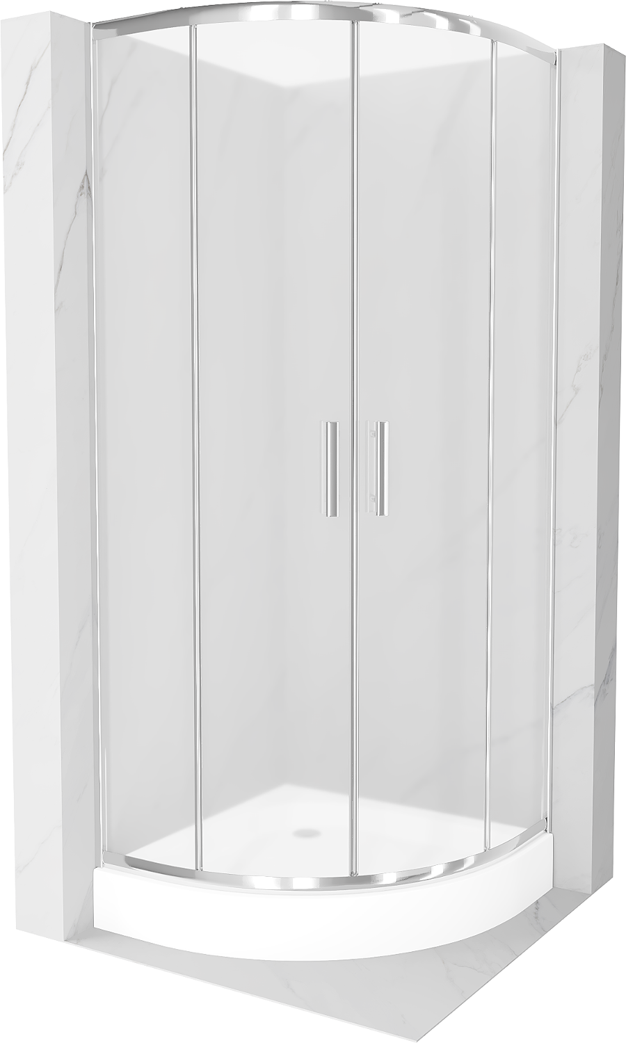 Mexen Rio polkruhová sprchová kabína 90 x 90 cm, inovať, chrómová + závesný bidet Rio, biela- 863-090-090-01-30-4710