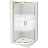 Mexen Rio polkruhová sprchová kabína 90 x 90 cm, pruhy, zlatá + závesný bidet Flat, biela- 863-090-090-50-20-4110G