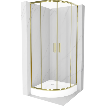 Mexen Rio polkruhová sprchová kabína 80 x 80 cm, transparentnéné, zlatá + závesný bidet Rio, biela- 863-080-080-50-00-4710