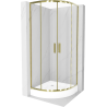 Mexen Rio polkruhová sprchová kabína 80 x 80 cm, transparentnéné, zlatá + závesný bidet Rio, biela- 863-080-080-50-00-4710