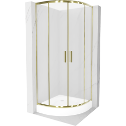 Mexen Rio polkruhová sprchová kabína 70 x 70 cm, inovať, zlatá + závesný bidet Rio, biela- 863-070-070-50-30-4710