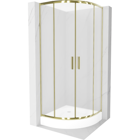 Mexen Rio polkruhová sprchová kabína 90 x 90 cm, inovať, zlatá + závesný bidet Rio, biela- 863-090-090-50-30-4710